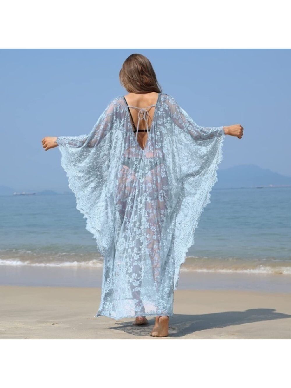 Beach Cover Up Boho Lace Kimono Bikini Robe Swimsuit Bathing Suit Costume Role